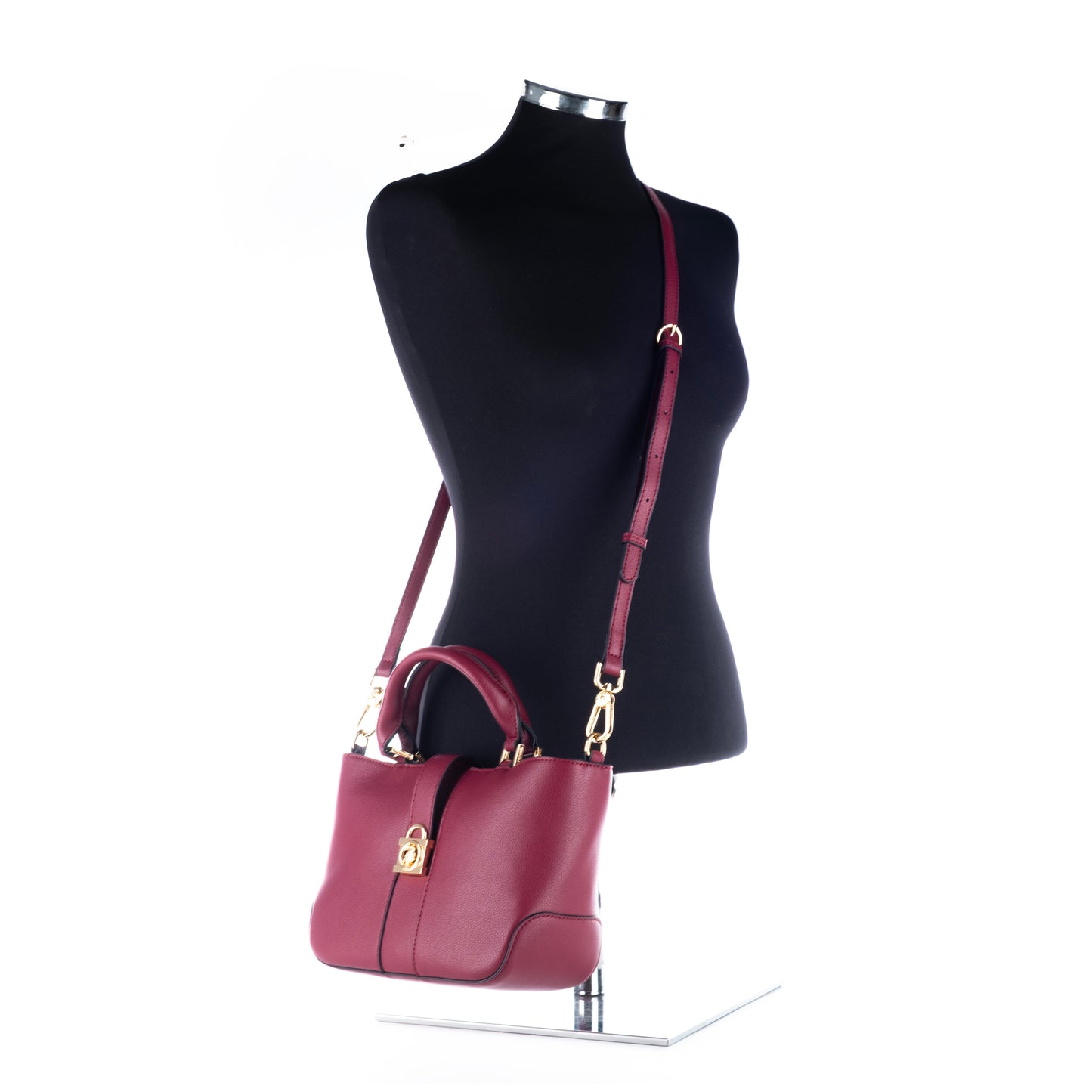 Bolsa Satchel Us Polo Vermelha com Detalhe Dourado
