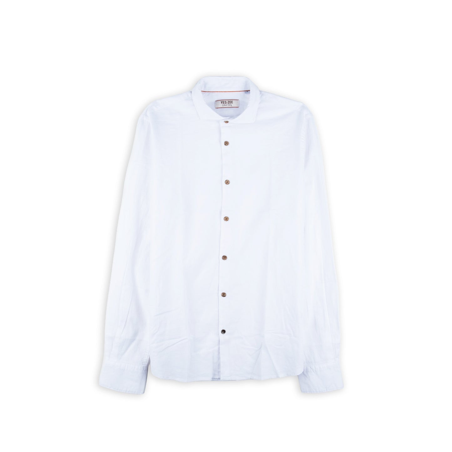 Camisa Homem Yes Zee Branca de Manga Comprida com Botões Contrastantes