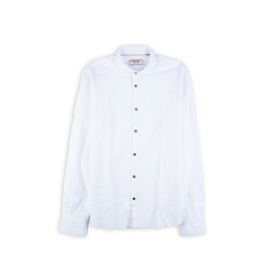 Camisa Homem Yes Zee Branca de Manga Comprida com Botões Contrastantes