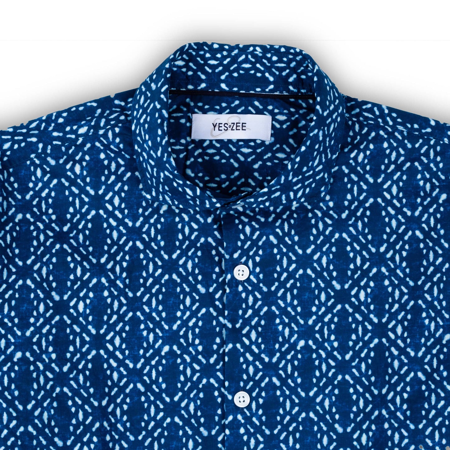 Camisa Homem Yes Zee Padrao Geometrico Azul