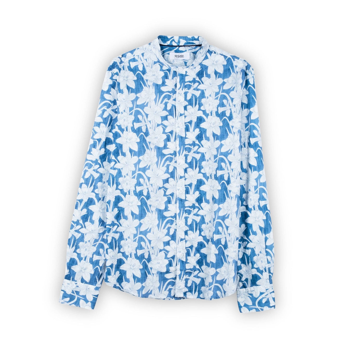 Camisa Homem Yes Zee Padrao Flores Azul