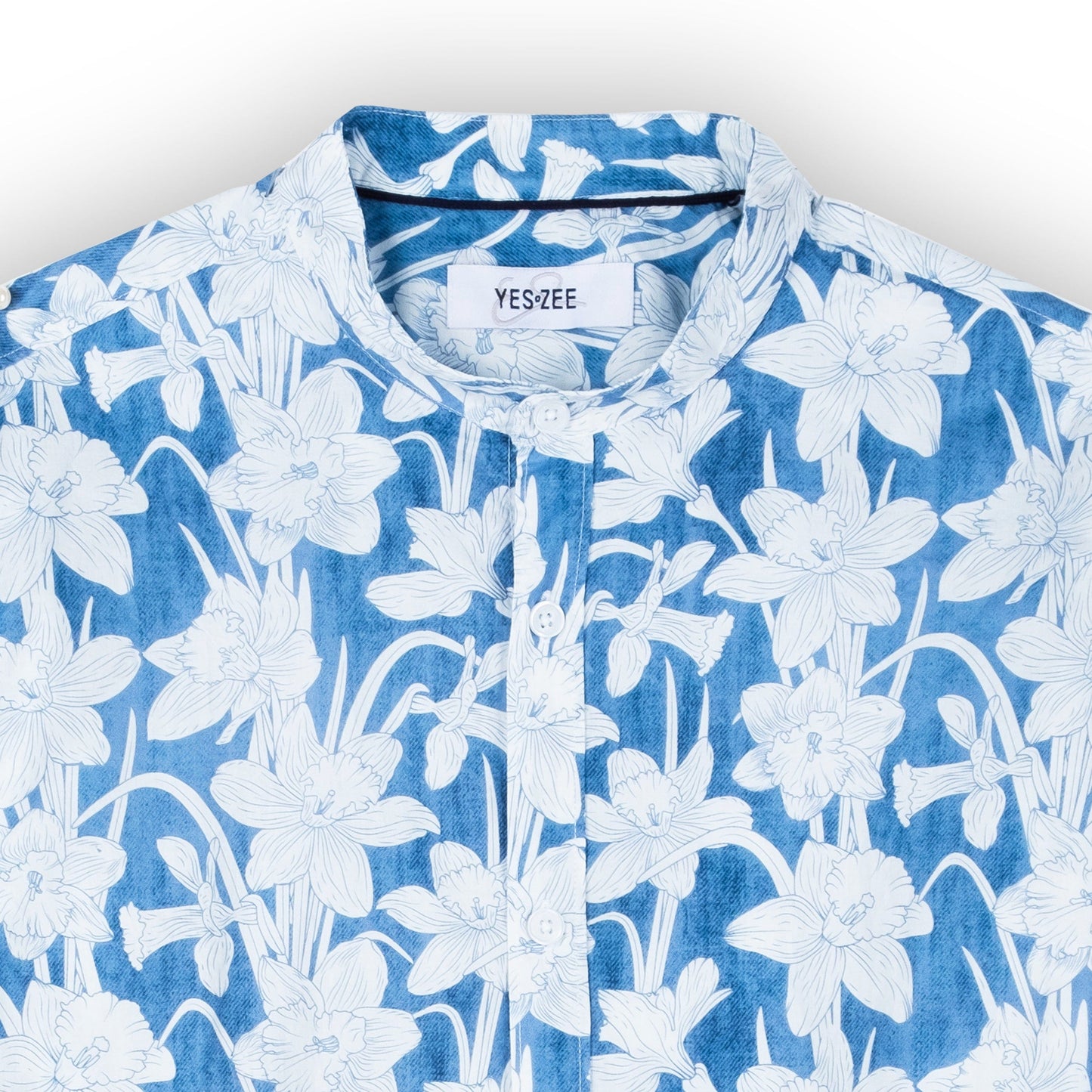 Camisa Homem Yes Zee Padrao Flores Azul