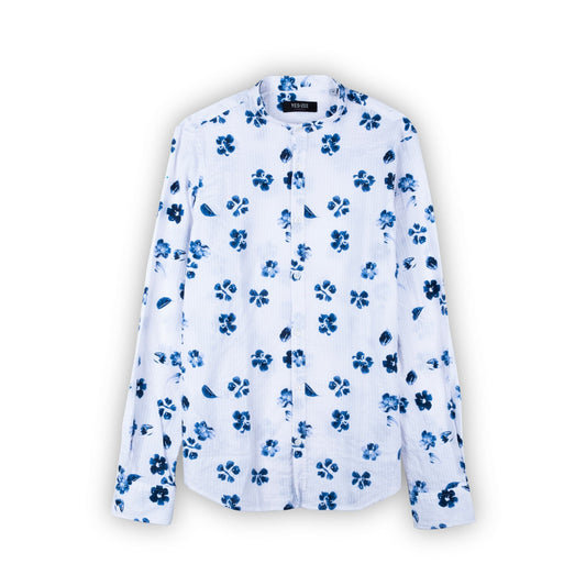 Camisa Homem Yes Zee Padrao Flores Azul