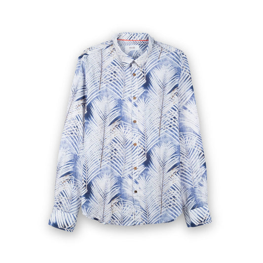 Camisa Homem Yes Zee Padrao Flores Azul