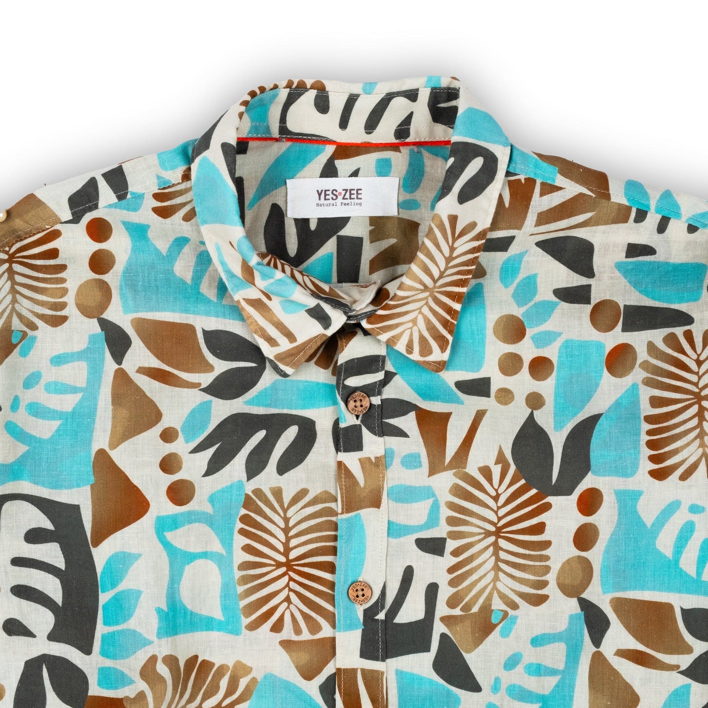 Camisa Homem Yes Zee Padrao Azul e Castanho