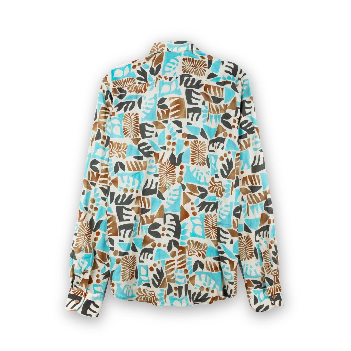 Camisa Homem Yes Zee Padrao Azul e Castanho