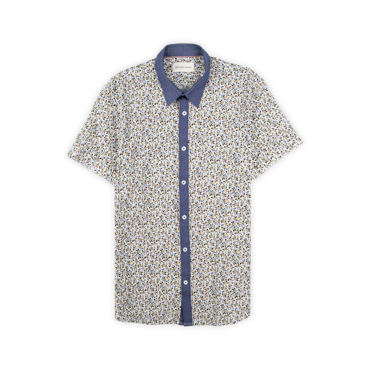Camisa Homem Yes Zee Branca de Manga Curta com Microestampado Floral