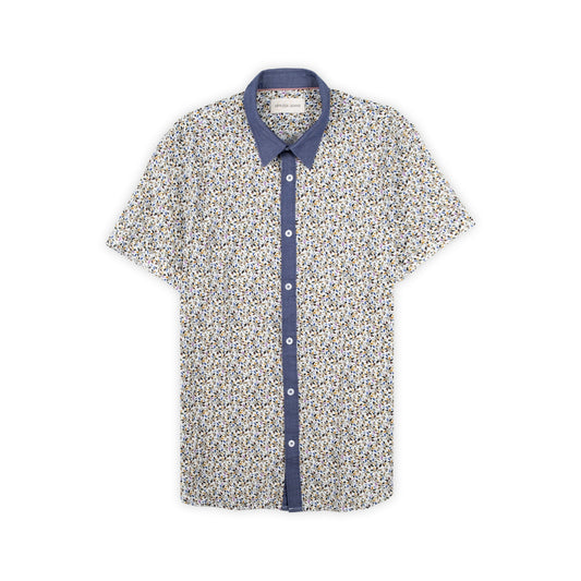 Camisa Homem Yes Zee Branca de Manga Curta com Microestampado Floral