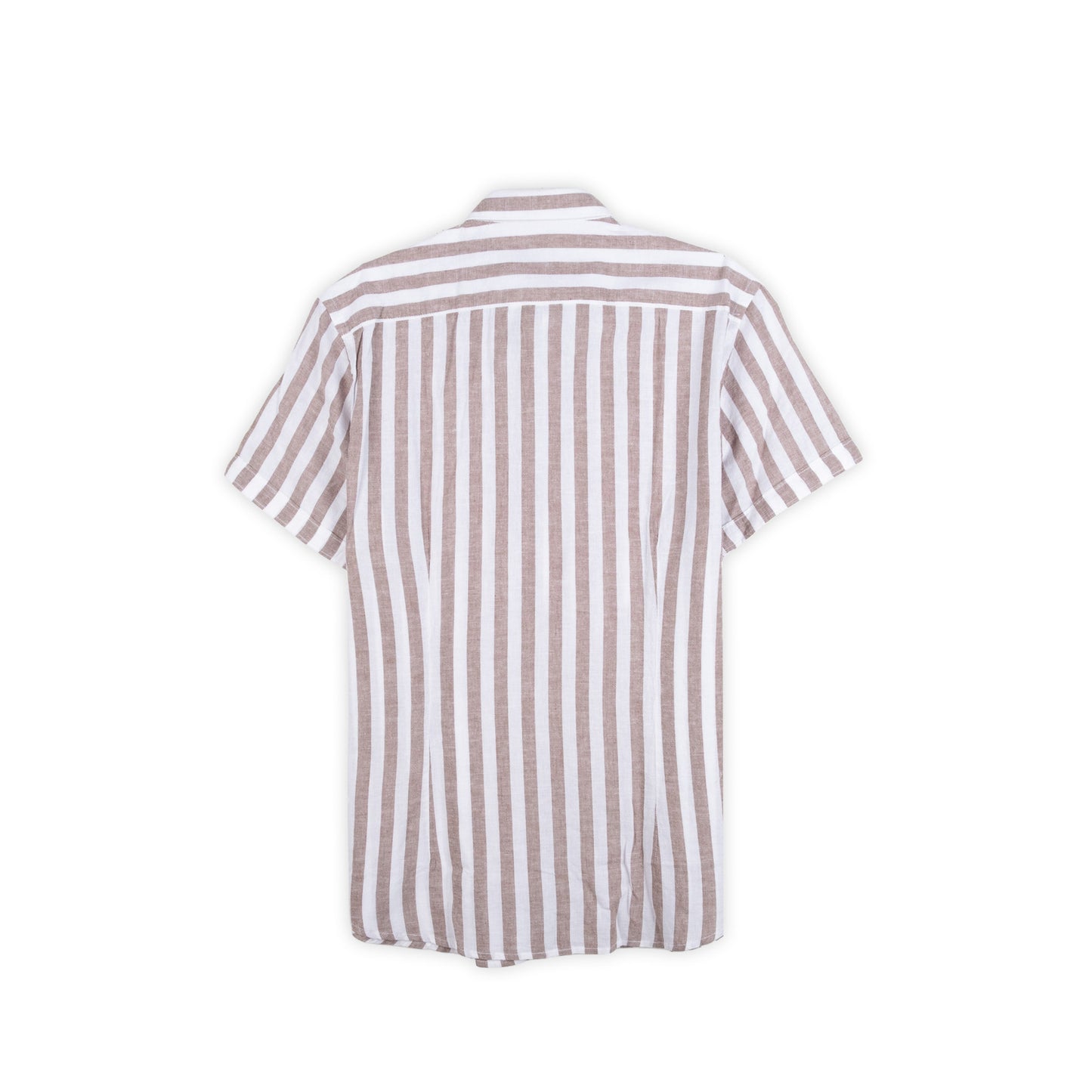 Camisa Homem Yes Zee Bege e Branca de Manga Curta às Riscas