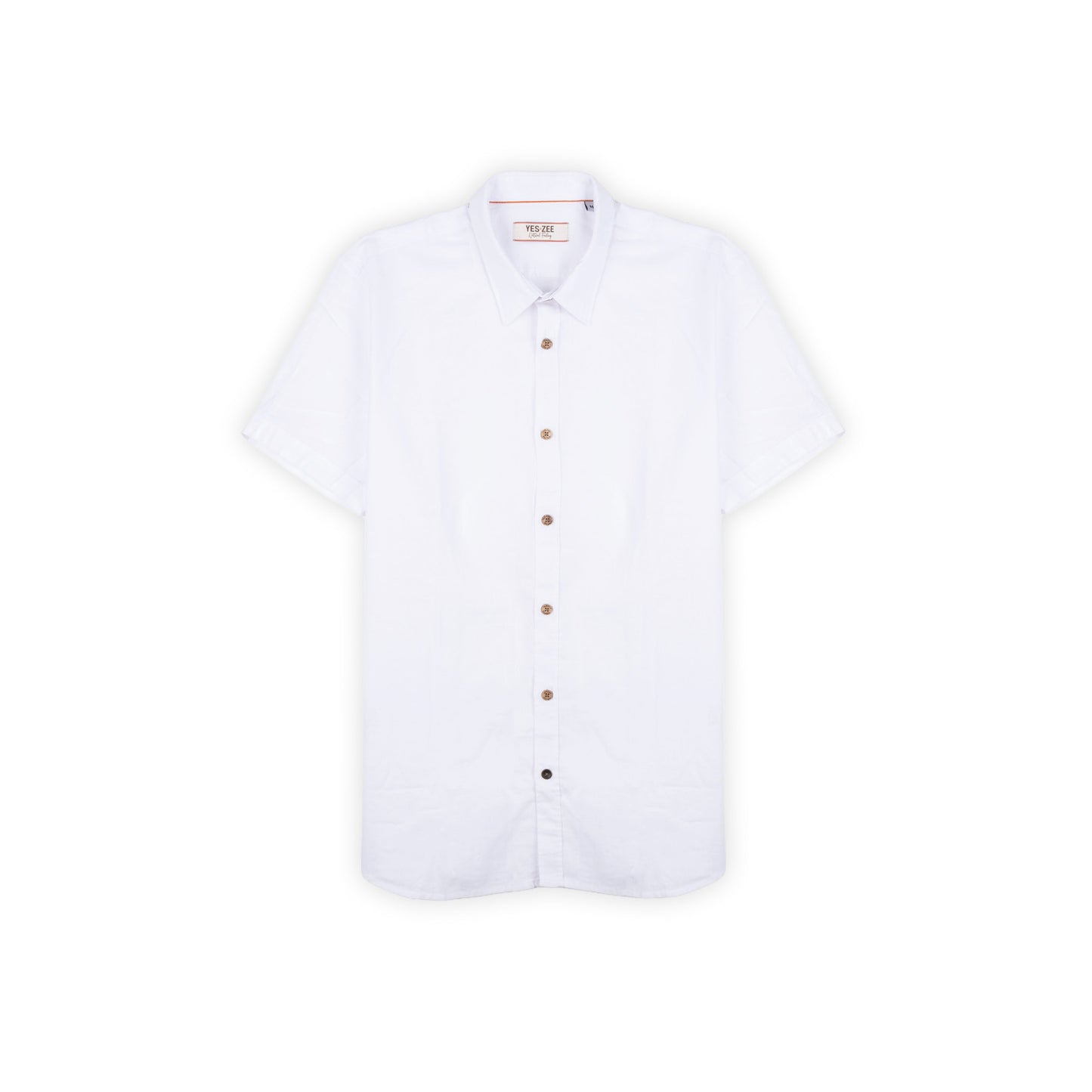 Camisa Homem Yes Zee Branca de Manga Curta com Botões Contrastantes