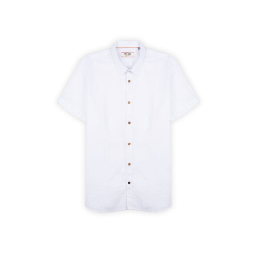 Camisa Homem Yes Zee Branca de Manga Curta com Botões Contrastantes