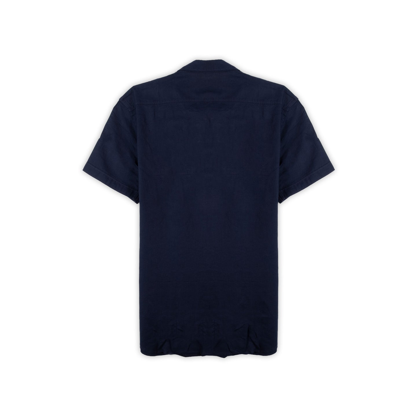 Camisa Homem Yes Zee Azul-Marinho de Manga Curta com Botões Contrastantes