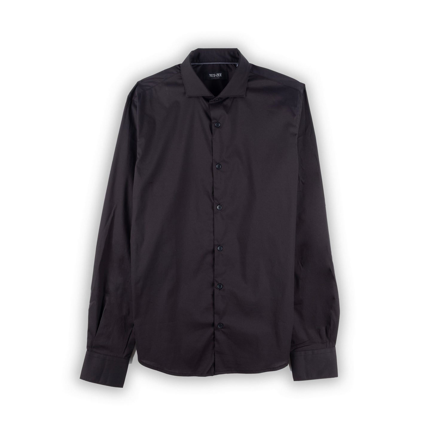 Camisa Social Homem Yes Zee Preta com Botões Elegantes