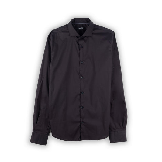 Camisa Social Homem Yes Zee Preta com Botões Elegantes