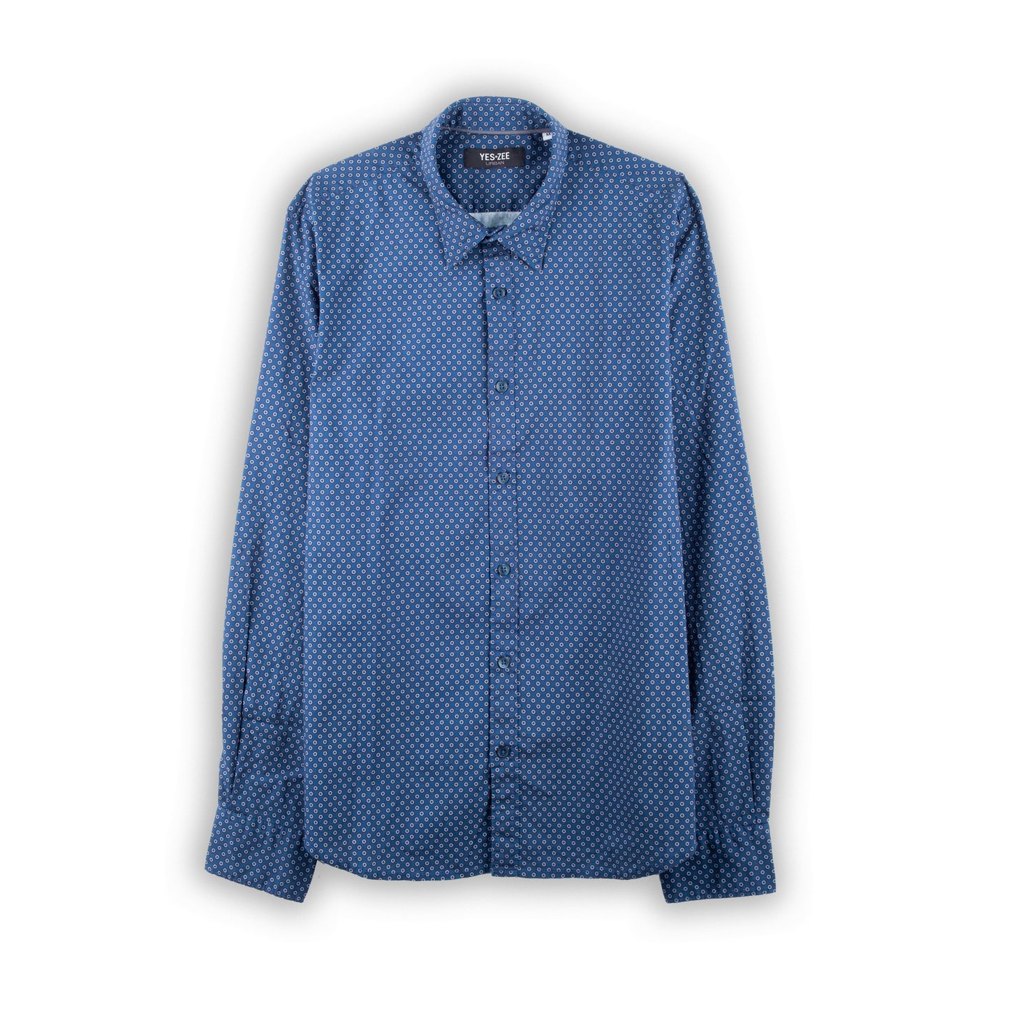 Camisa Homem Yes Zee Azul com Padrão Geométrico