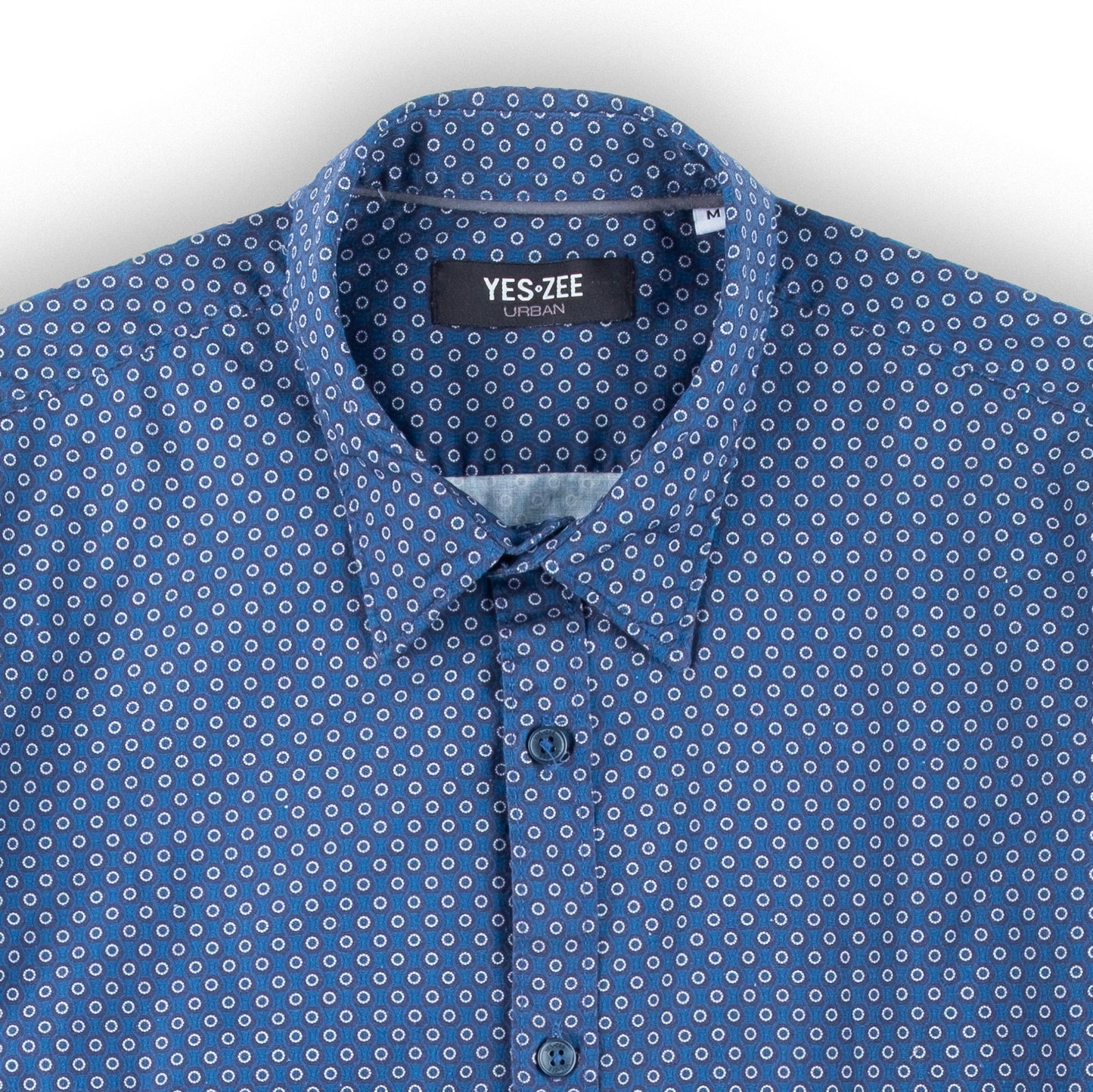 Camisa Homem Yes Zee Azul com Padrão Geométrico