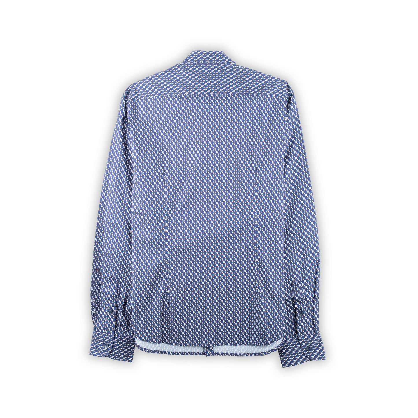 Camisa Homem Yes Zee Azul com Padrão Geométrico e Gola Clássica