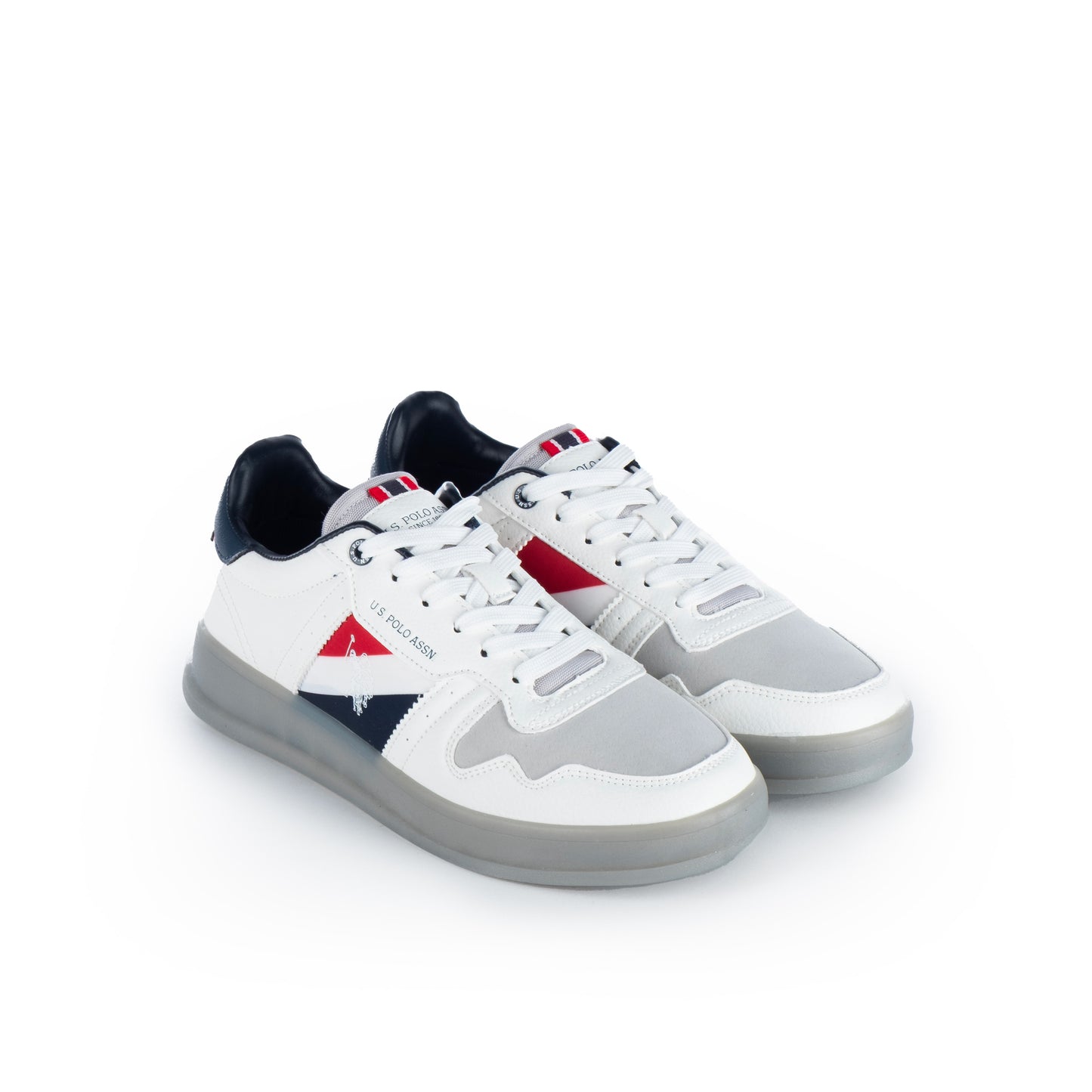 Ténis Homem Us Polo Branco com Detalhes em Azul e Vermelho