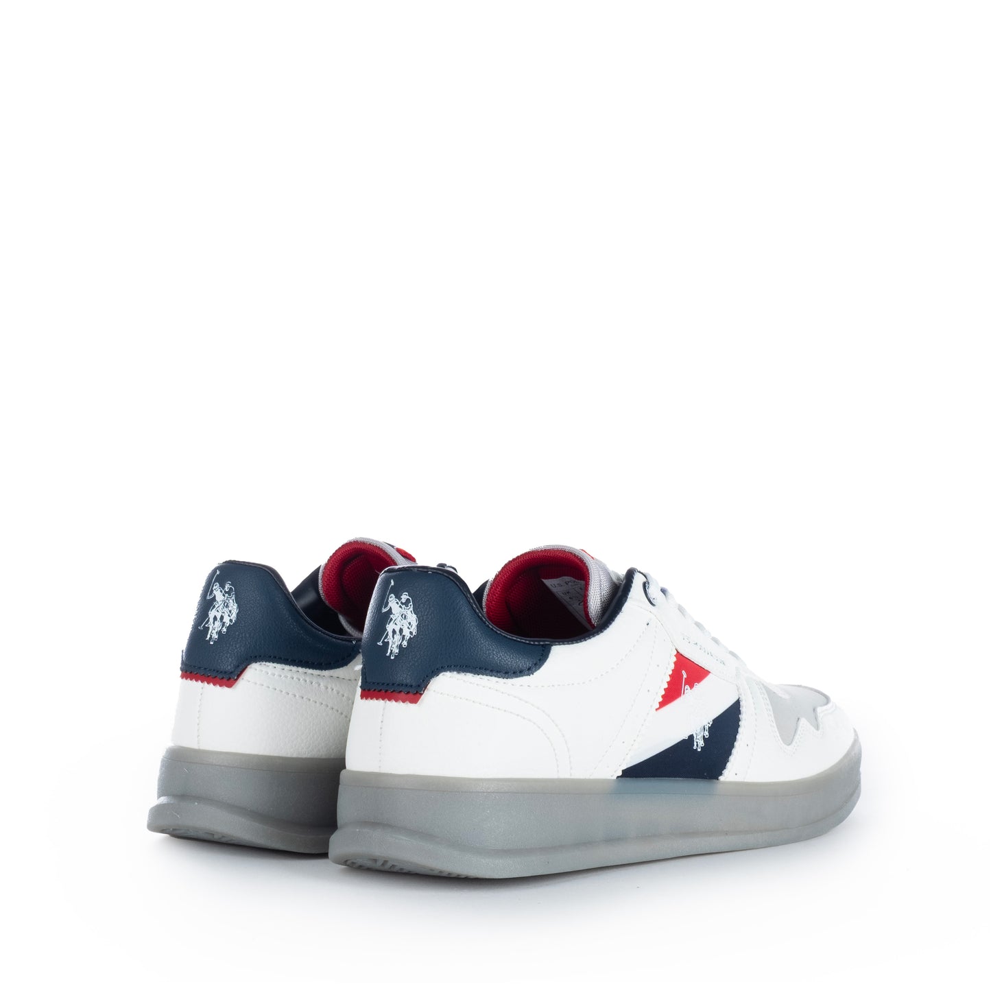 Ténis Homem Us Polo Branco com Detalhes em Azul e Vermelho