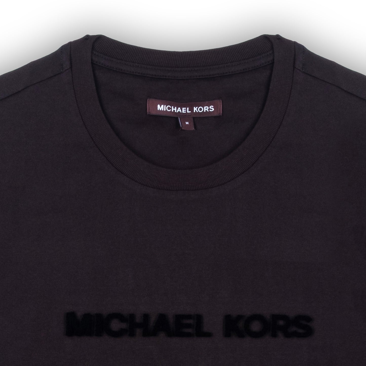 T-shirt Homem Michael Kors Preto Minimalista com Logo Frontal