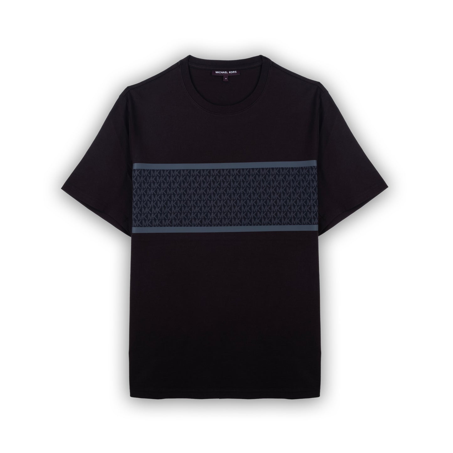 T-shirt Homem Michael Kors Preto com Padrão Geométrico Horizontal e Logo