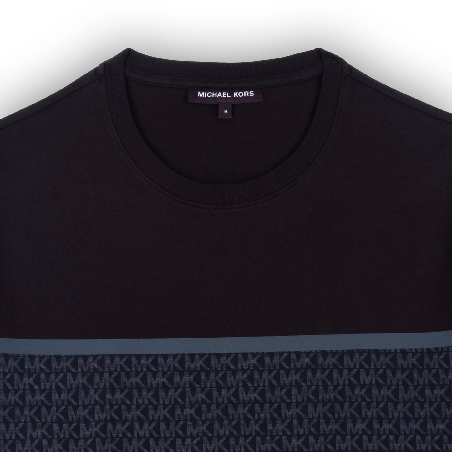 T-shirt Homem Michael Kors Preto com Padrão Geométrico Horizontal e Logo