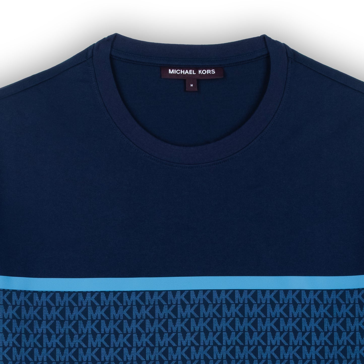 T-shirt Homem Michael Kors Azul Marinho com Padrão Geométrico Horizontal e Logo