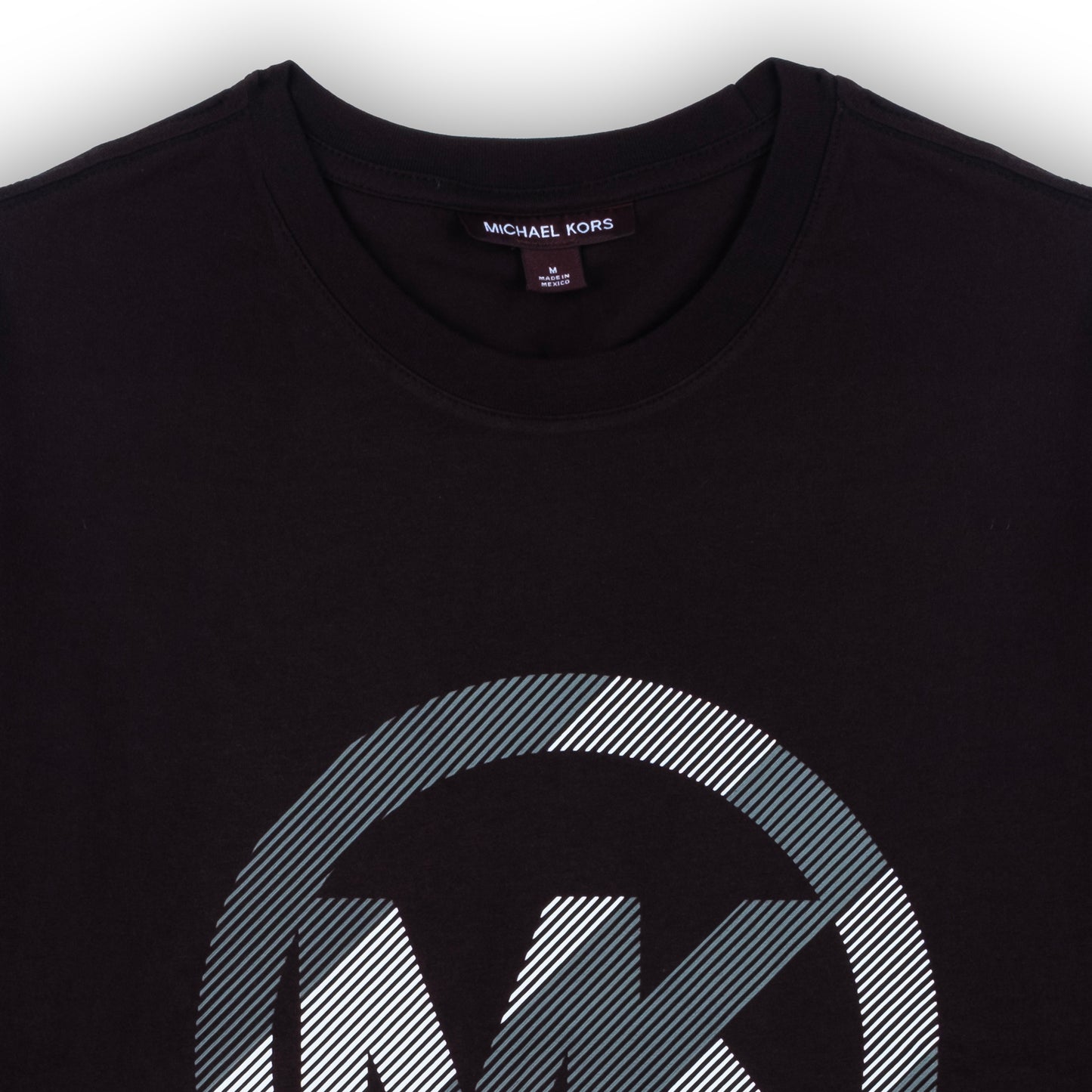T-shirt Homem Michael Kors Preto com Logo Circular MK Contrastante