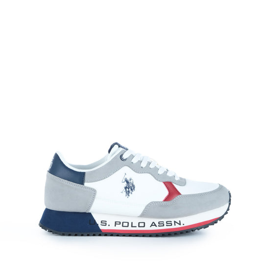 Ténis Homem U.S. Polo Assn. Branco com Detalhes Cinzentos e Vermelhos