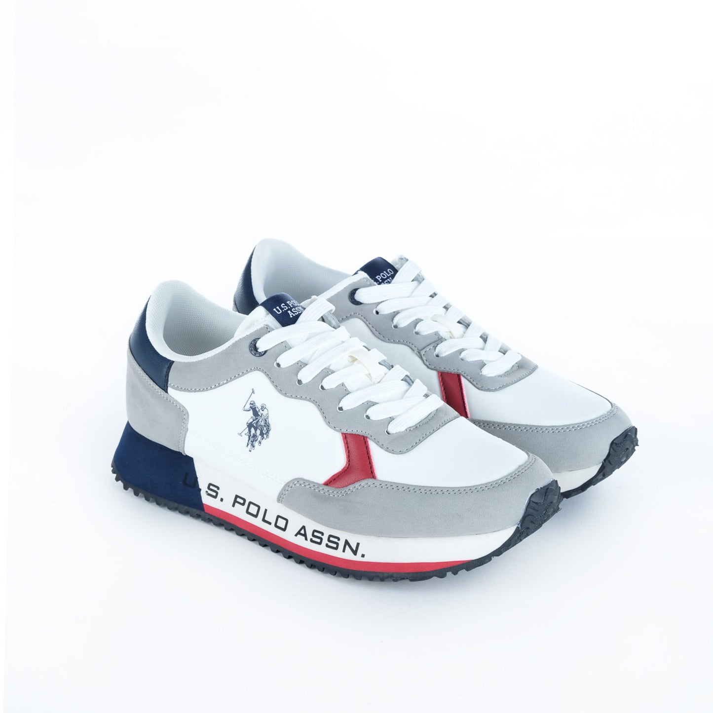 Ténis Homem U.S. Polo Assn. Branco com Detalhes Cinzentos e Vermelhos