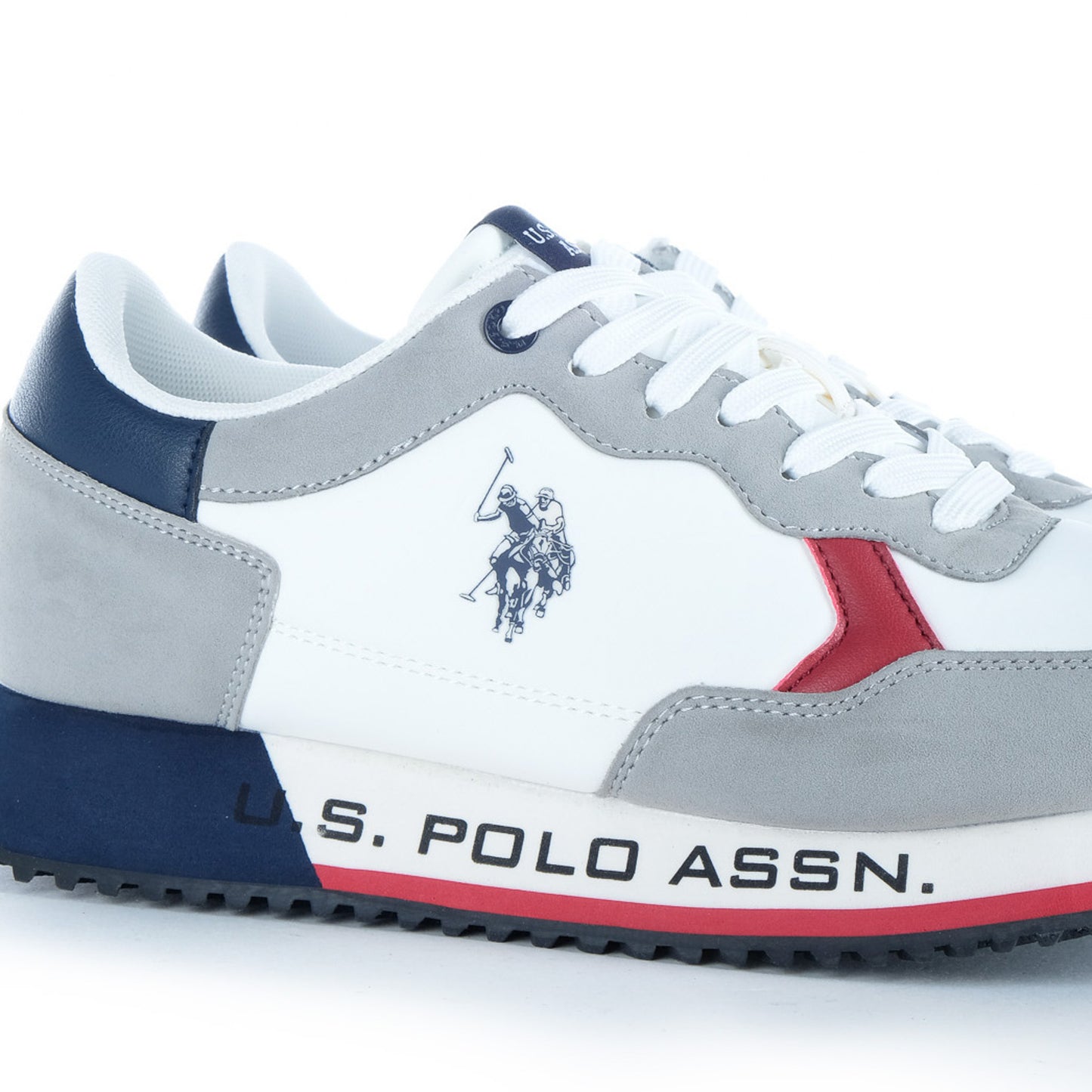 Ténis Homem U.S. Polo Assn. Branco com Detalhes Cinzentos e Vermelhos
