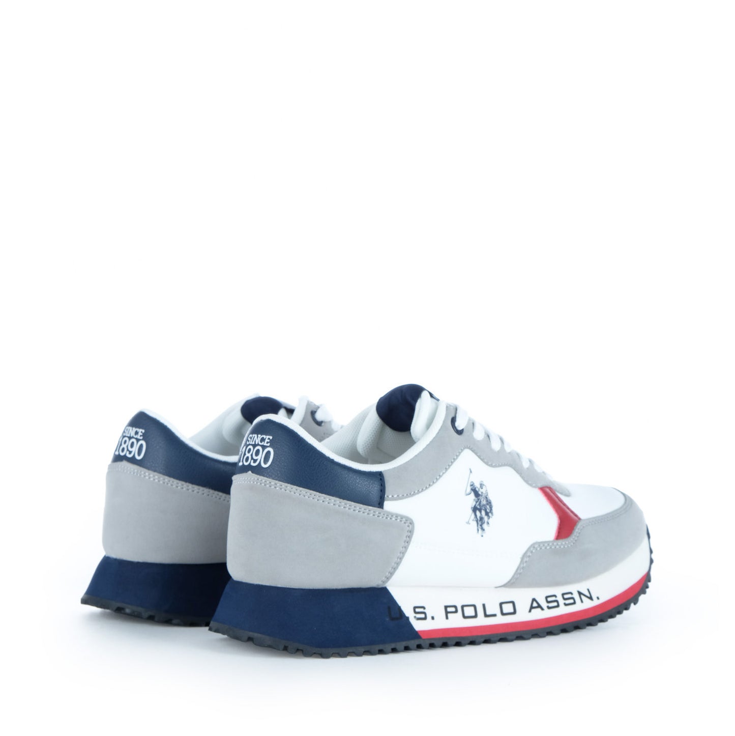 Ténis Homem U.S. Polo Assn. Branco com Detalhes Cinzentos e Vermelhos