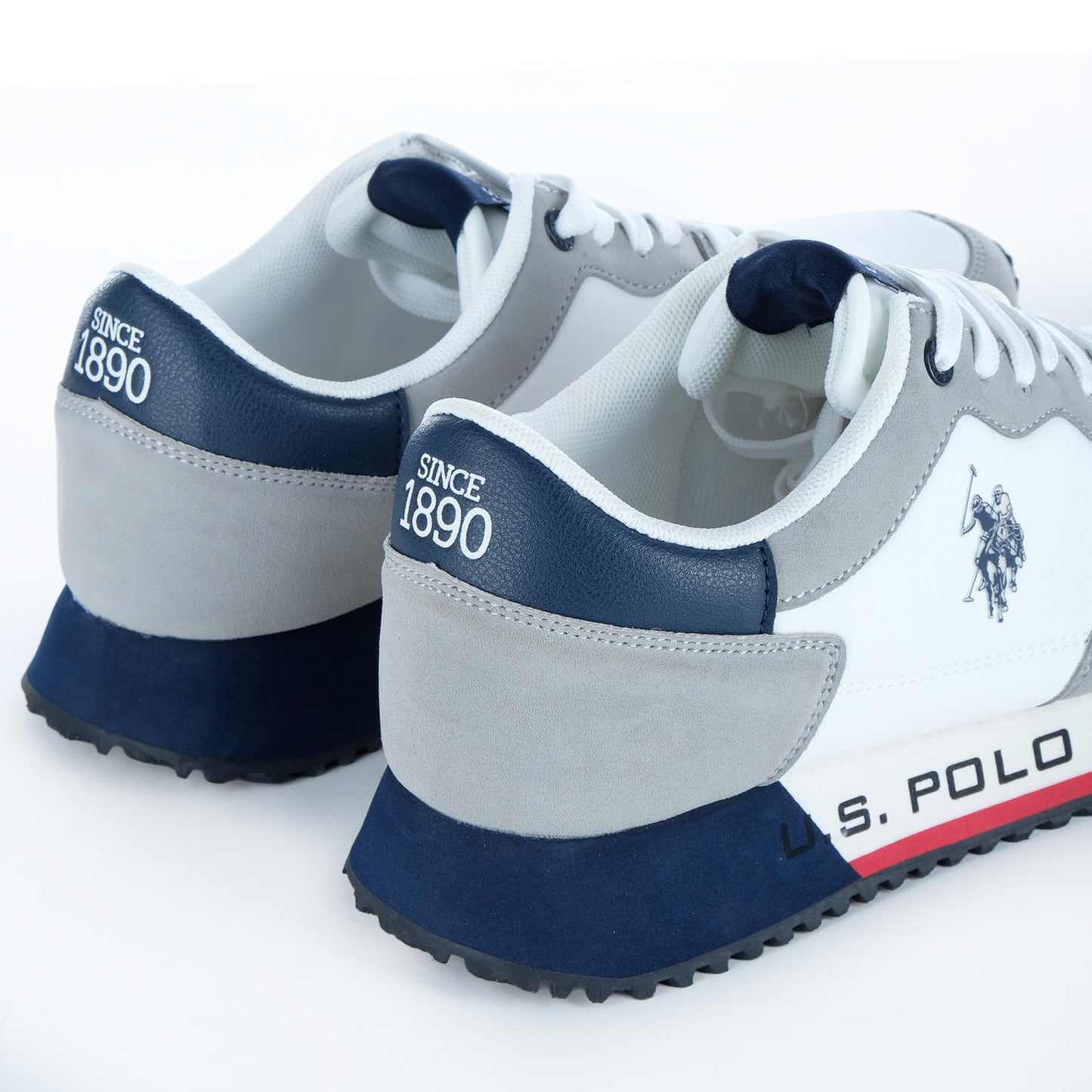 Ténis Homem U.S. Polo Assn. Branco com Detalhes Cinzentos e Vermelhos