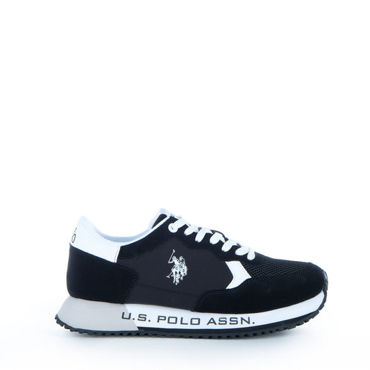 Ténis Homem U.S. Polo Assn. Preto com Detalhes Brancos e Logótipo Lateral