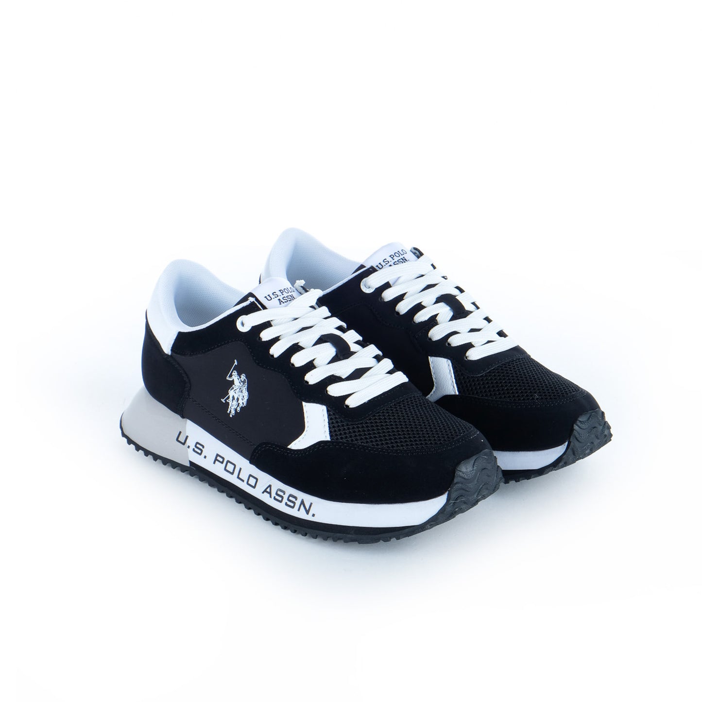 Ténis Homem U.S. Polo Assn. Preto com Detalhes Brancos e Logótipo Lateral