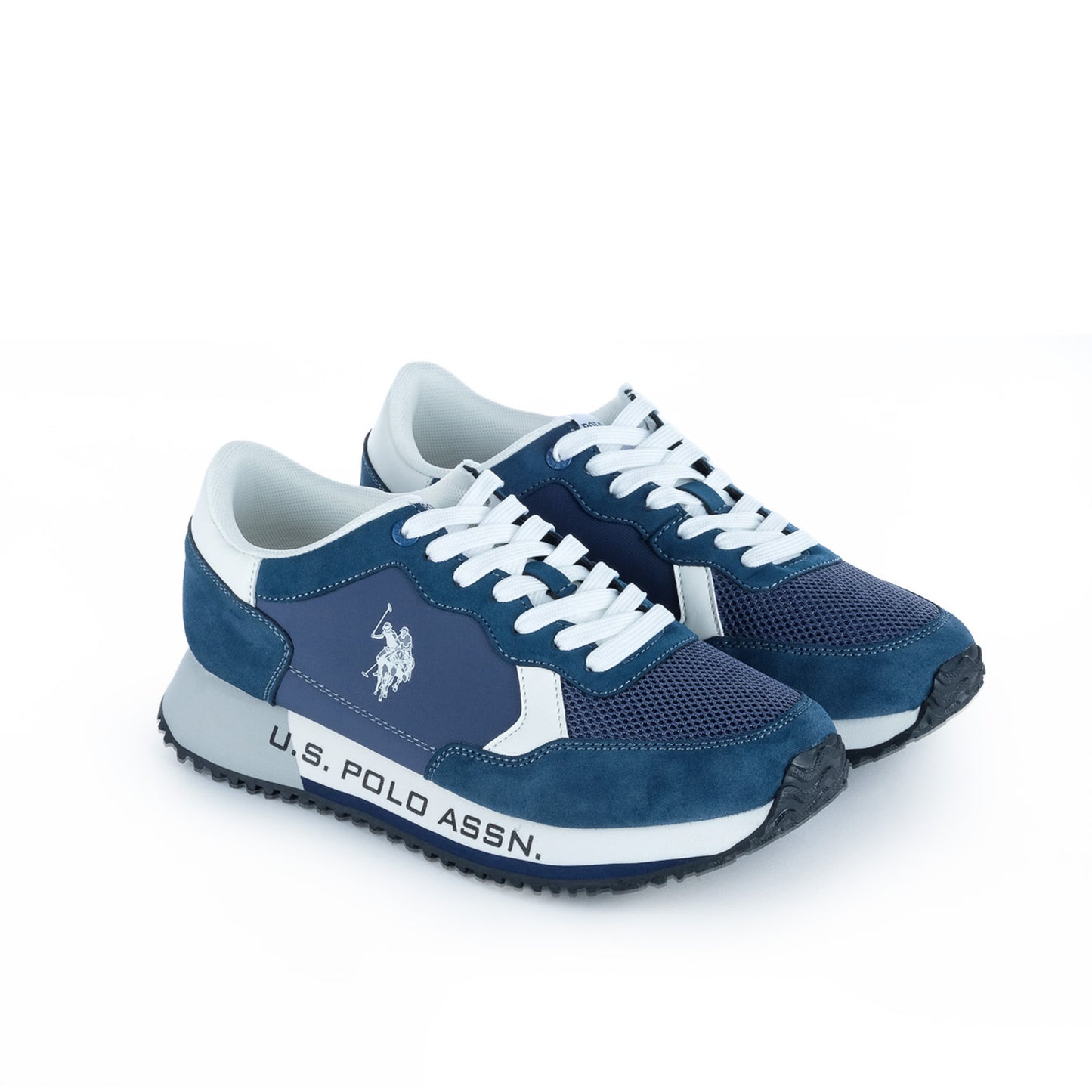 Ténis Homem U.S. Polo Assn. Azul com Detalhes Brancos e Logótipo Lateral