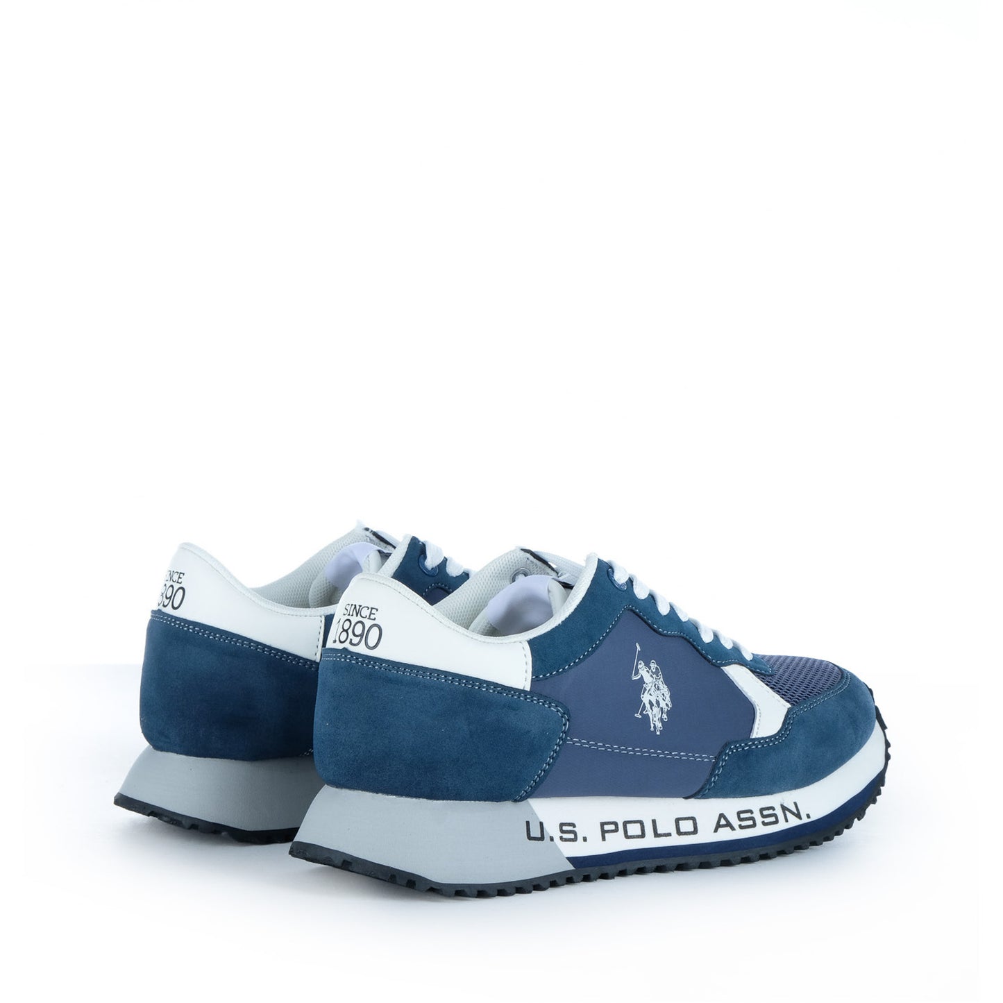 Ténis Homem U.S. Polo Assn. Azul com Detalhes Brancos e Logótipo Lateral