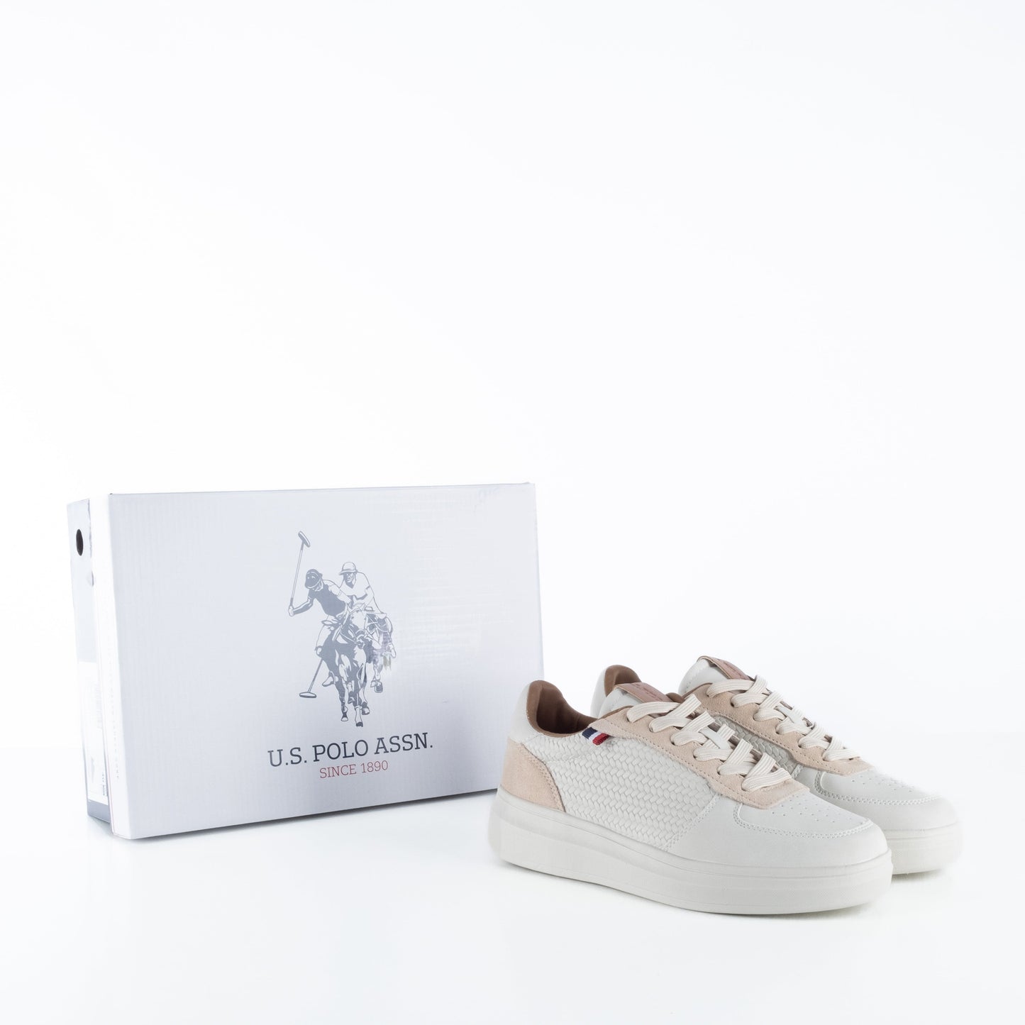 Ténis Homem US Polo Branco e Bege