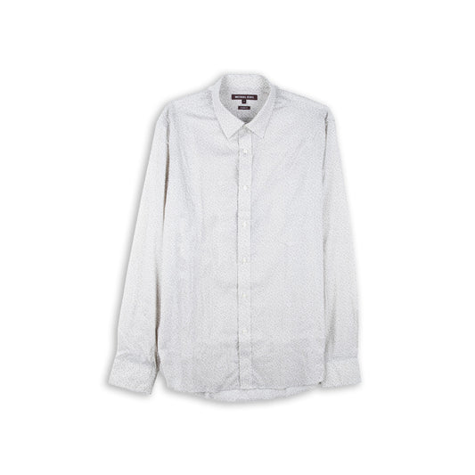 Camisa Homem Michael Kors Branco com Padrão Discreto e Manga Comprida