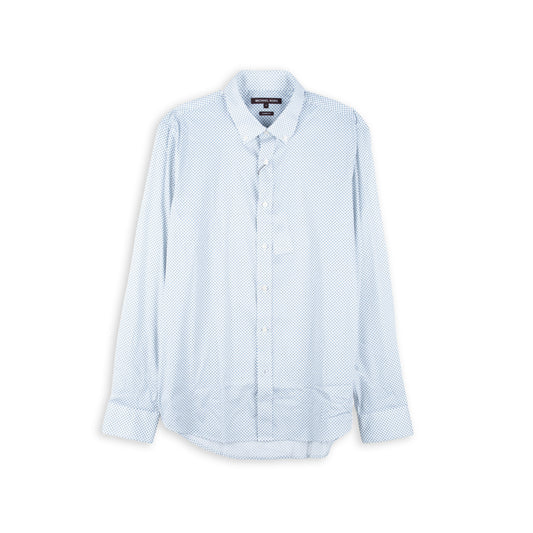 Camisa Homem Michael Kors Branca com Microestampado Azul