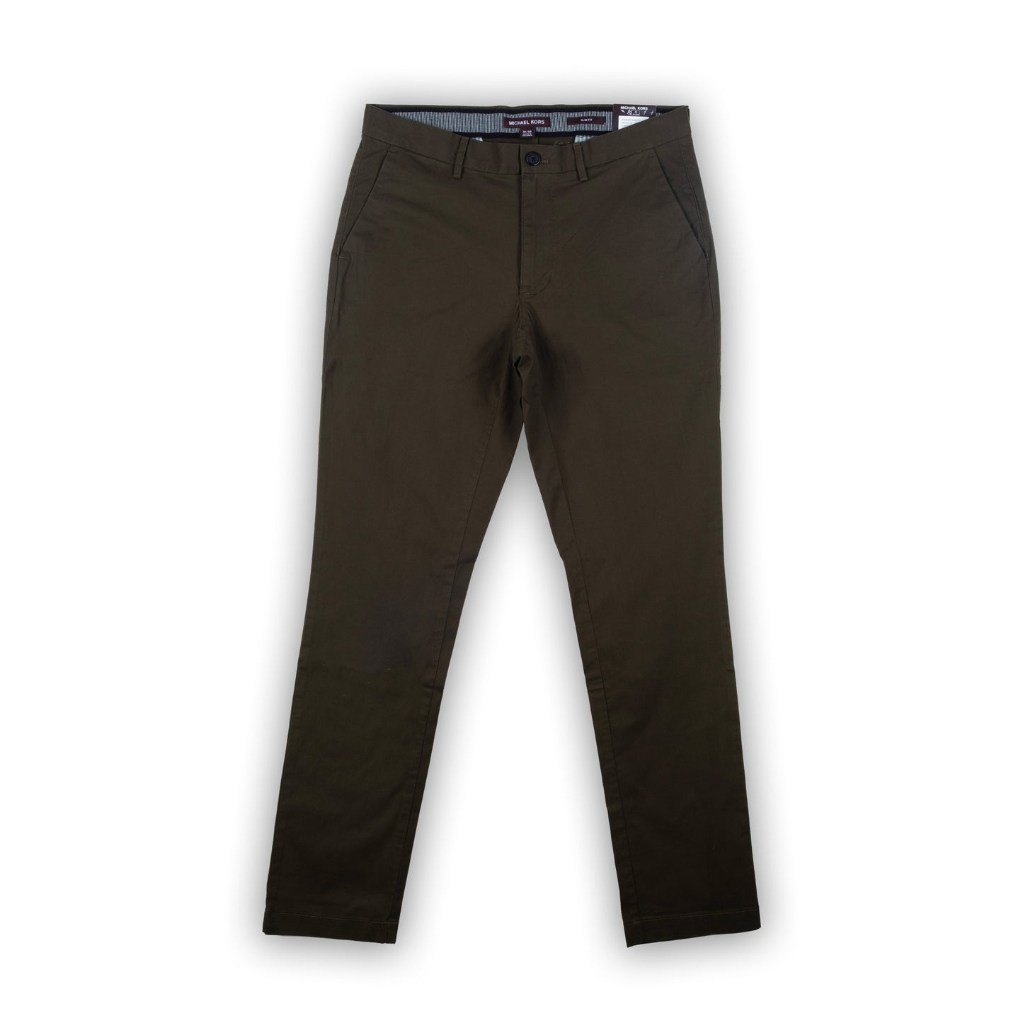 Calças Chino Homem Michael Kors Verde Escuro Slim Fit em Algodão Stretch