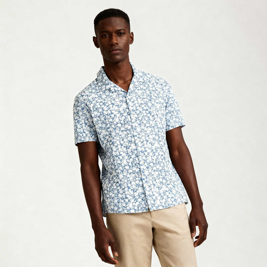 Camisa Homem Michael Kors Padrão Azul e Branco