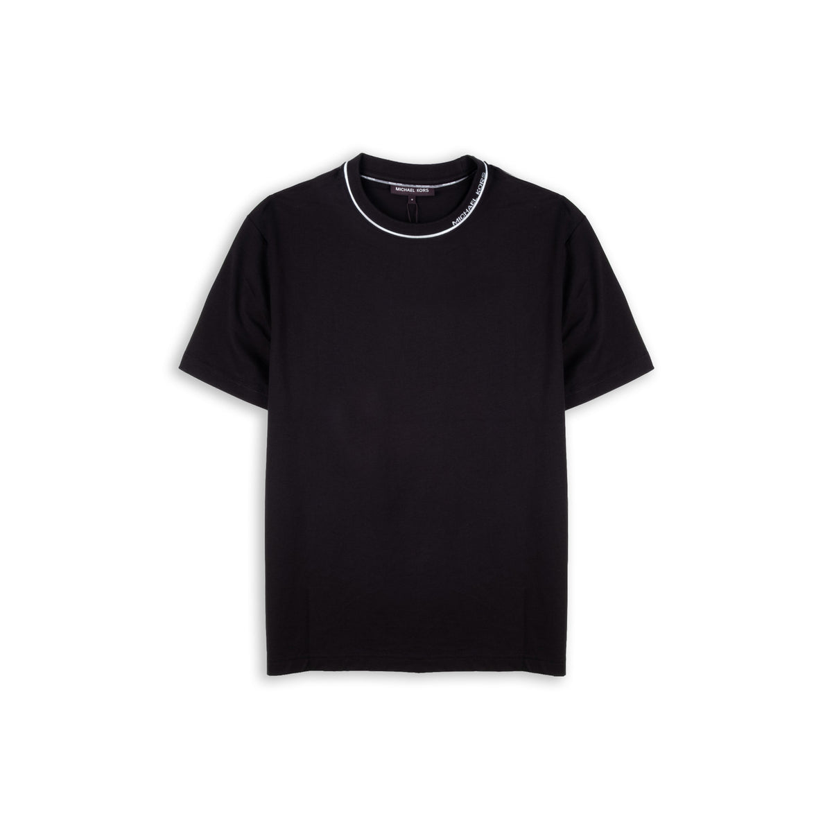 T-Shirt Homem Michael Kors Preta com Gola Contrastante