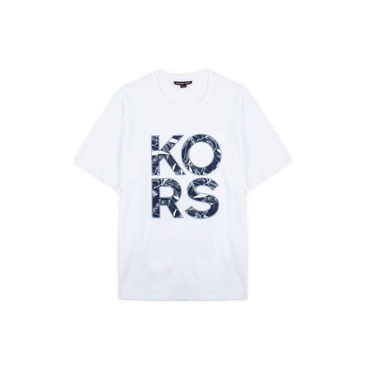T-Shirt Homem Michael Kors Branca com Grafismo KORS