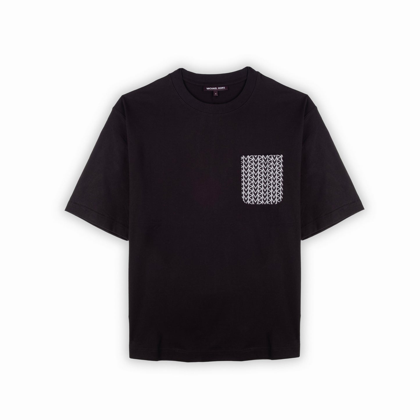 T-Shirt Homem Michael Kors Preta com Bolso Detalhado