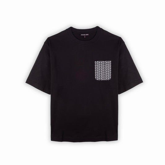 T-Shirt Homem Michael Kors Preta com Bolso Detalhado