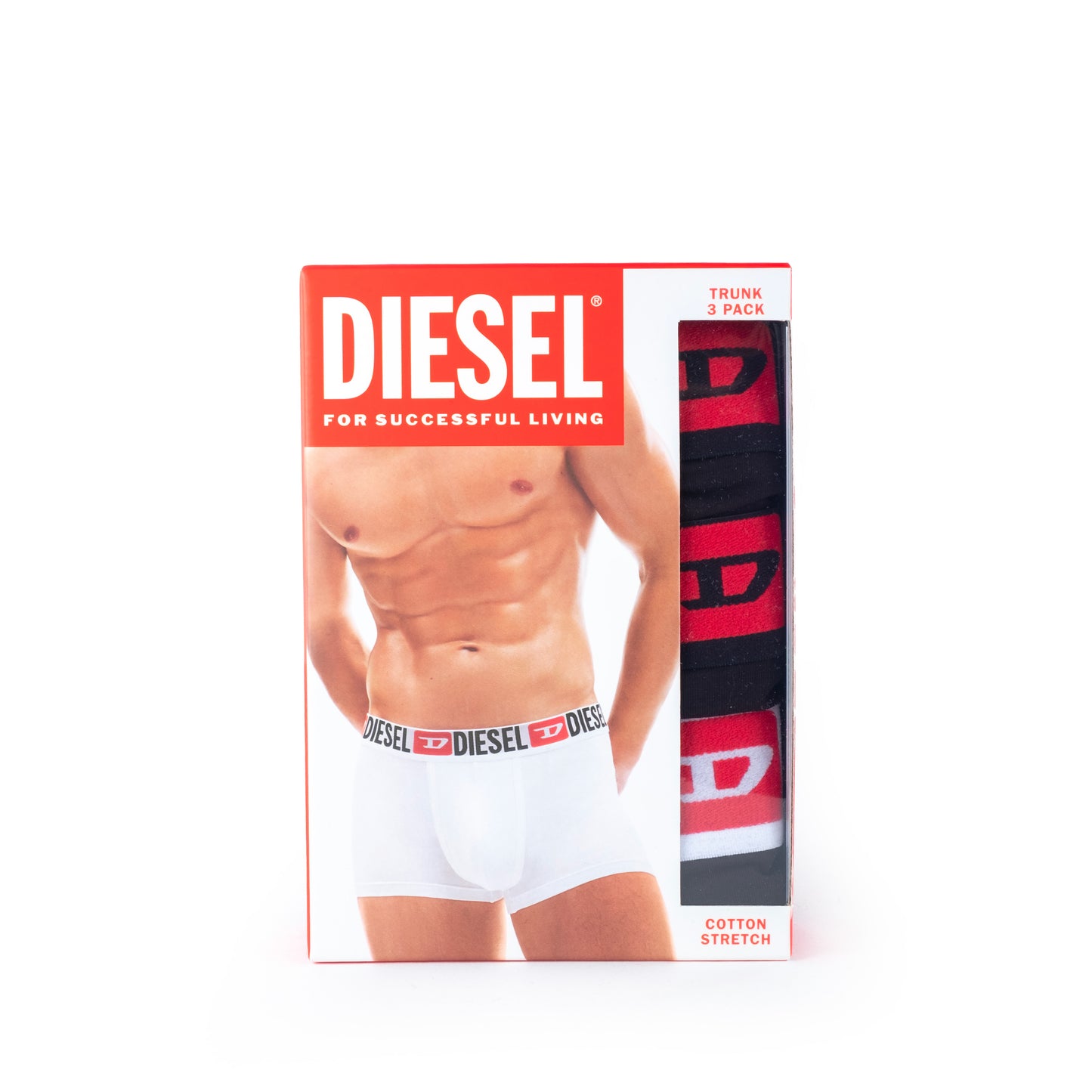 Boxers Homem Diesel Brancos em Algodão com Cintura Elástica com Logo