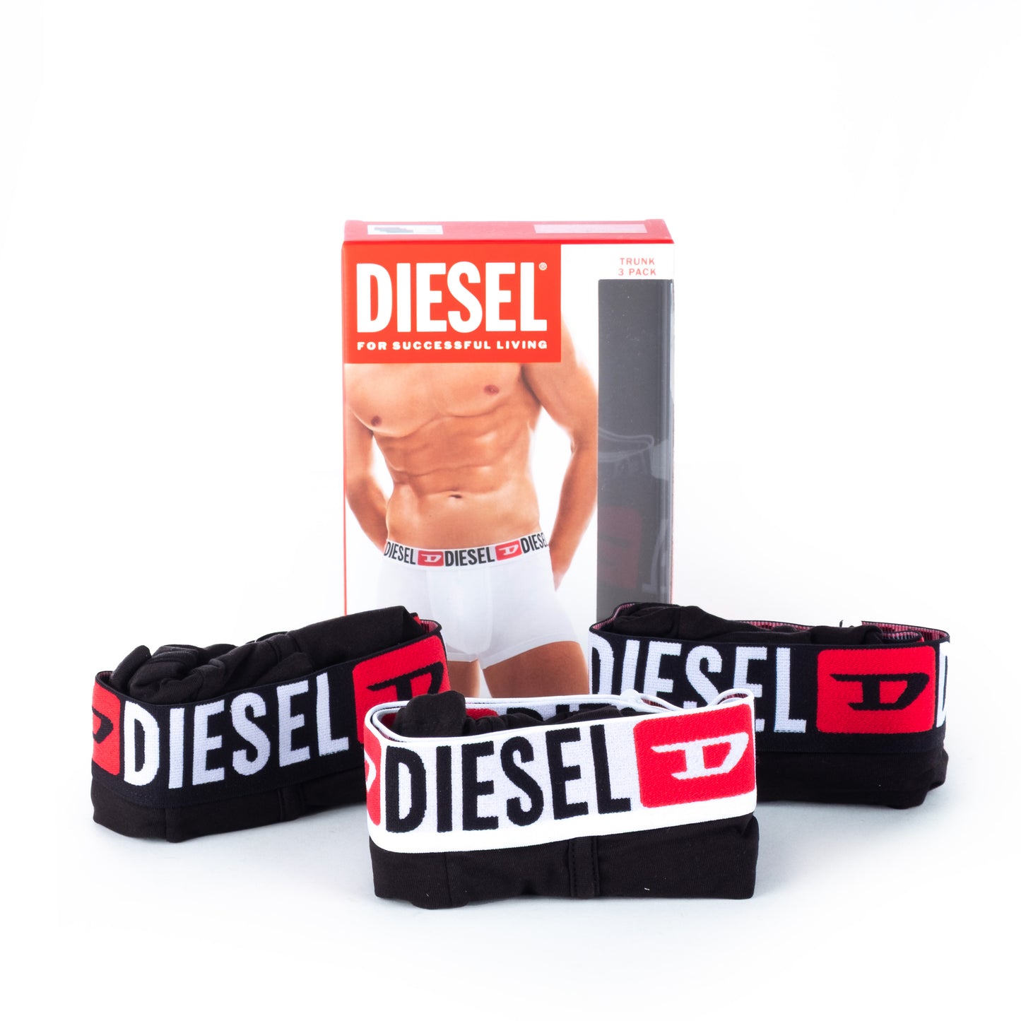 Boxers Homem Diesel Brancos em Algodão com Cintura Elástica com Logo