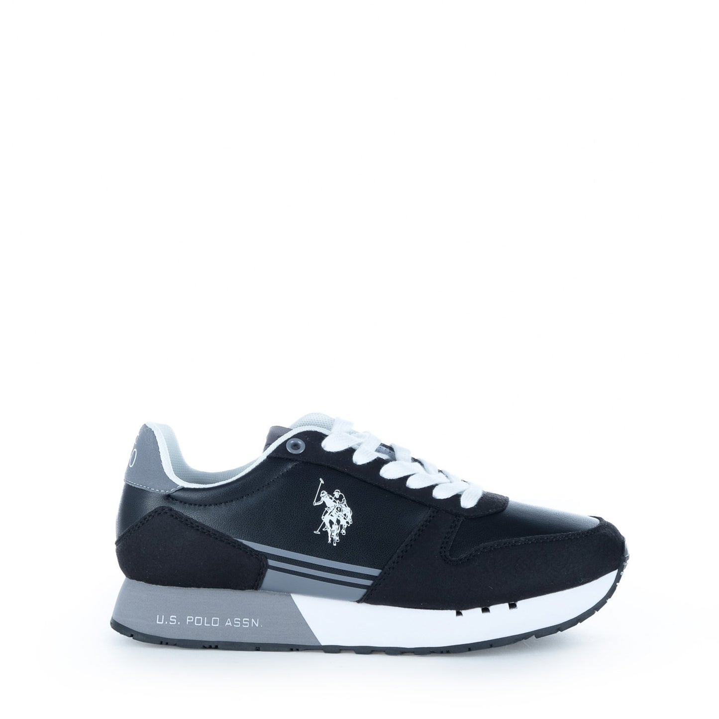 Ténis Homem U.S. Polo Assn. Pretos com Logótipo Contrastante e Atacadores Brancos