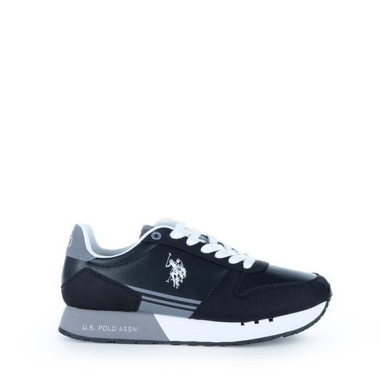 Ténis Homem U.S. Polo Assn. Pretos com Logótipo Contrastante e Atacadores Brancos